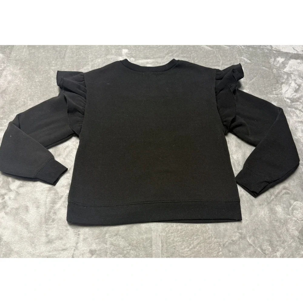 Btween Girls Sweatshirt Size 10 Black Pearl Stud Ruffle Sleeve Pullover
